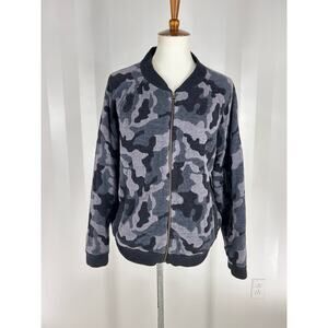 BAREFOOT DREAMS Cozychic Ultra Lite Women’s Gray/Black Camo Zippered Jacket Sz L